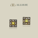 Checkerboard Designed Earrings in 18ct gold