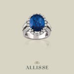 18CT WHITE GOLD, a stunning blue SAPPHIRE AND DIAMOND RING