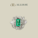 VINTAGE PLATINUM, EMERALD AND DIAMOND RING